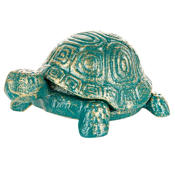 Sungmor Cast Iron Turtle Key Hider Indoor Outdoor Statues, Spare Key Holder, Antique Green Small Animal Statue for Shelf, Indoor Jewelry Keys Clips Tealight Holder