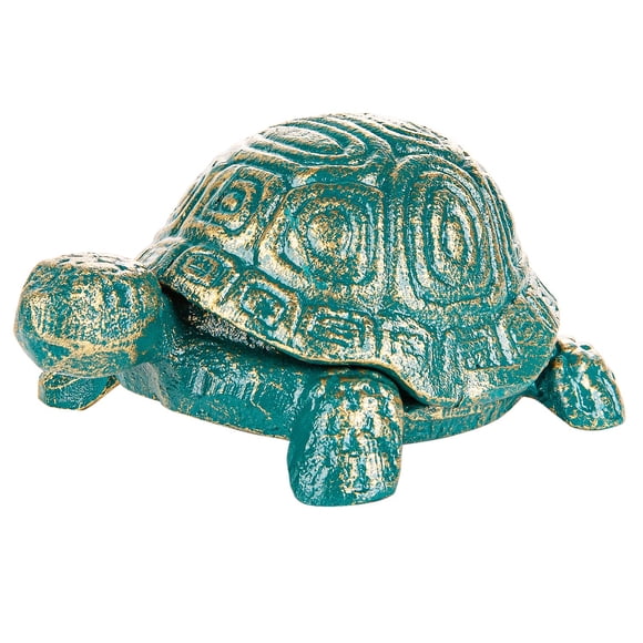 Sungmor Cache-Clés Tortue en Fonte Statues Intérieures Extérieures Porte-Clés de Rechange Statue d'Animal Vert Antique pour Étagère Bijoux Clips Porte-Clés Bougie Chauffe-Plat