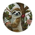 thumbnail image 4 of Sheronv Sloth Tree Branch Flowers Round Table Cover Stain Resistant Washable Indoor Outdoor Tablecloth Kitchen Dining Wedding Parties 100% Polyester Waterproof 54"-58, 4 of 8