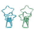 thumbnail image 2 of 100 clips de carpeta con forma de estrella, de gran fuerza de sujeción, con bonitos dibujos de metal resistentes, para papel, color azul y verde., 2 of 14