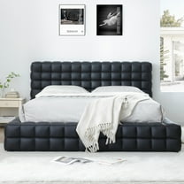 Livia Queen Size Faux Leather Upholstered Bed Fram in Black