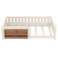 thumbnail image 6 of Bellemave Twin Size Floor Bed with Bookshelf, Wood Montessori Beds with Slats and Safety Guardrail, Low Profile Twin Bed Frame with Fence, No Box Spring Needed (Beige), 6 of 8