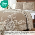 thumbnail image 6 of Superior Woven Jacquard Bedspread Set Queen Size, 3-Piece Lightweight Oversized Coverlet, Taupe, 6 of 9