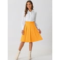 thumbnail image 3 of DARING DIVA Women's Belted Waist Pleated Skater Short Skirts L Yellow, 3 of 6