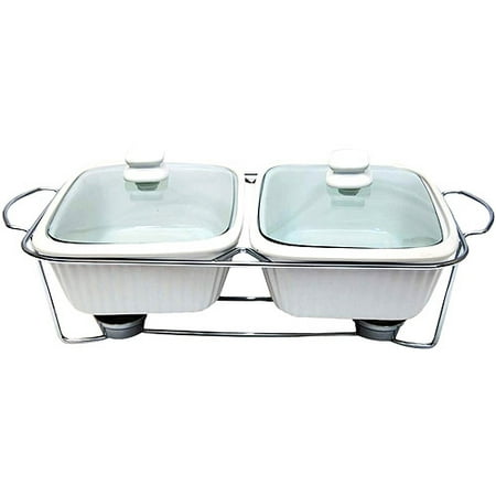 15 Quart Twin Tray Baking Chafing Heater Set Ceramic 15 Quart Twin Tray Baking Chafing Heater Set Ceramic