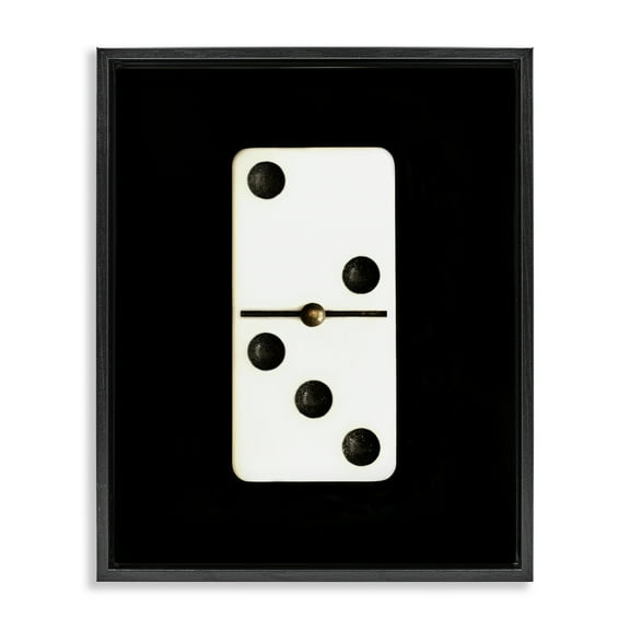 Stupell Industries White Domino on Black Entertainment Painting Black Floater Framed Canvas Art Print Wall Art, 17 x 21