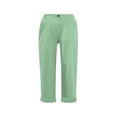 thumbnail image 3 of DuoJiaJ Capri Pants for Women 2025 Summer High Waist Casual Capris Straight Wide Leg Cotton Linen Pants Green XXXL, 3 of 3