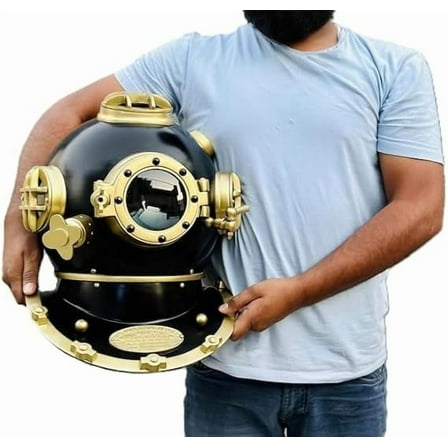 Nautical 18" Diving Helmet | US Navy Mark V Diving Helmet | Deep Sea Diver Helmet | Antique Brown