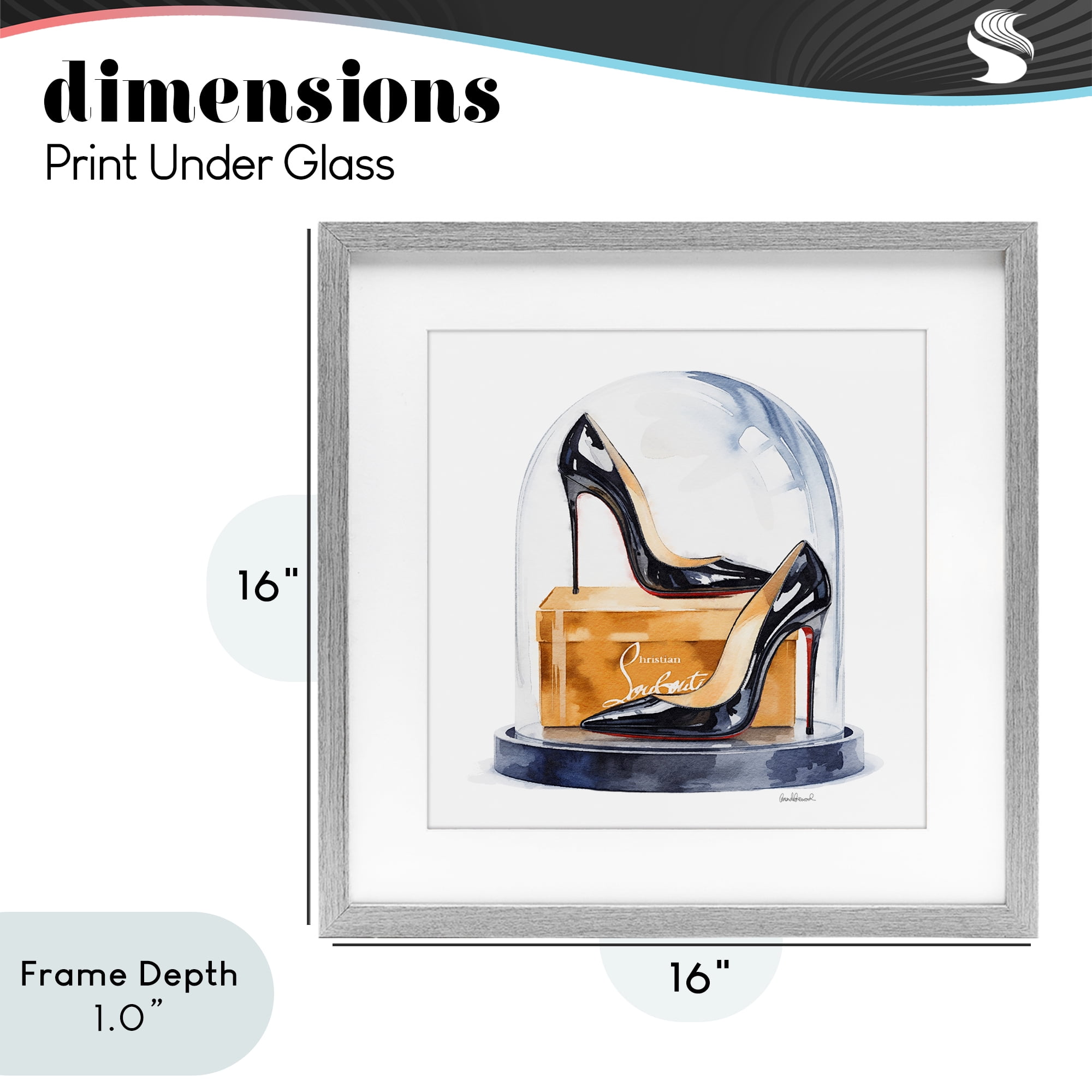 Stupell Industries Black High Heels Dome Gray Framed Print Under Glass, design by Amanda Greenwood