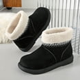 thumbnail image 4 of Bottes d'Hiver Courtes en Velours Chaudes pour Femmes : Couleur Unie, Bout Rond, Talon Bas Style Cheville, 4 of 9