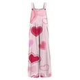 thumbnail image 5 of Resicozy Valentine Linen Overalls for Women Plus Size Jumpsuits Heart Print Fashion 2026 Party Loose Fit Pants Pink S, 5 of 5