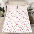 thumbnail image 2 of Homewish Rustic Flower Twin Sheet Sets,Country Floral Twin Fitted Sheet,Pink White Flat Sheet For Girls Kids,Microfiber Bedroom Decor,3 Pieces, 2 of 7