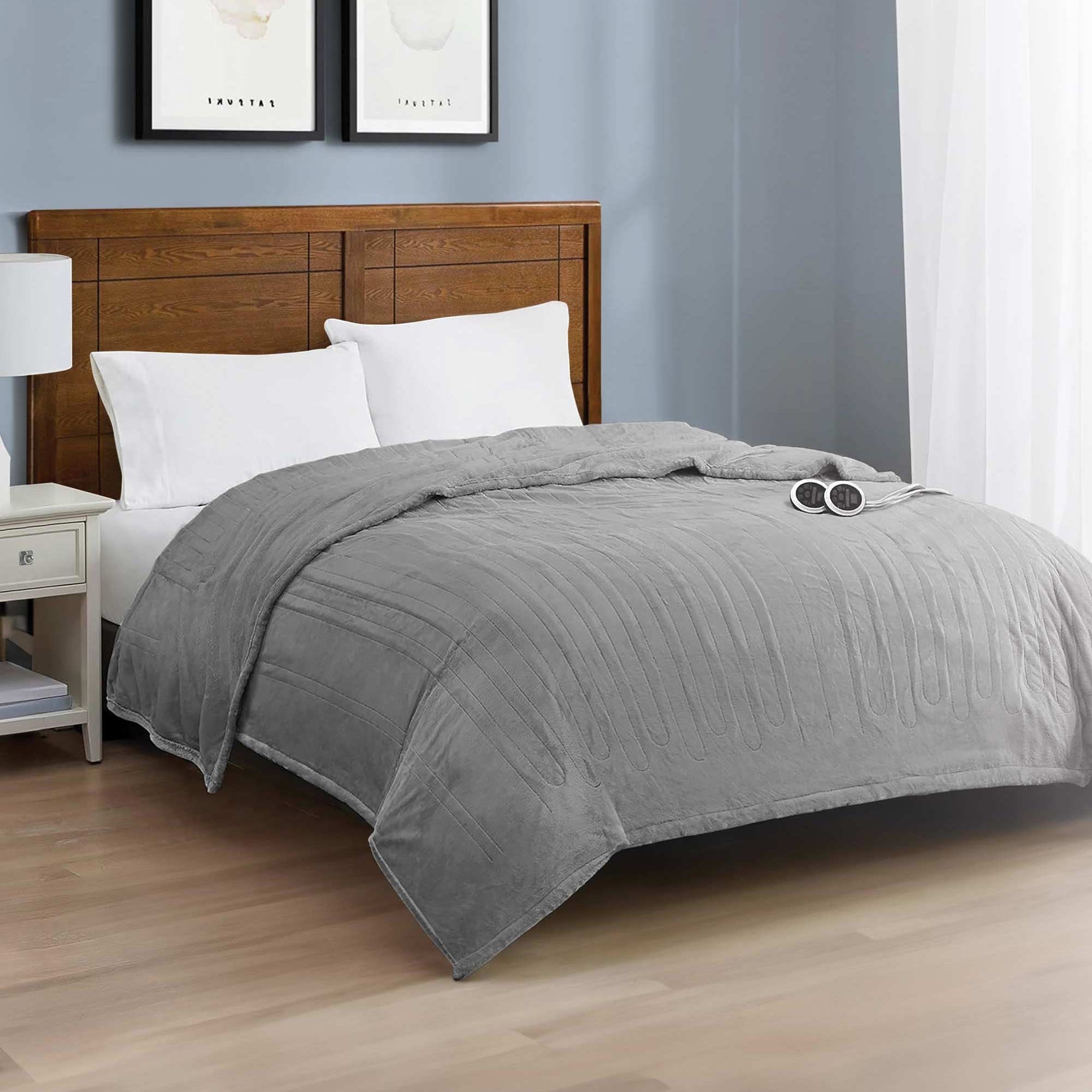 BLACK+DECKER Heated Blanket Electric Queen, 10 Heating Levels, 10H Timer, Auto Shutoff, Dual Zone Heating, 84x90 inches, Grey