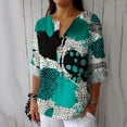 thumbnail image 2 of HomeDM Womens V Neck Long Sleeve Tops Casual Button Down Summer Fall T-Shirts Loose Fit Beach Vacation Tee Shirts S-3XL, 2 of 5