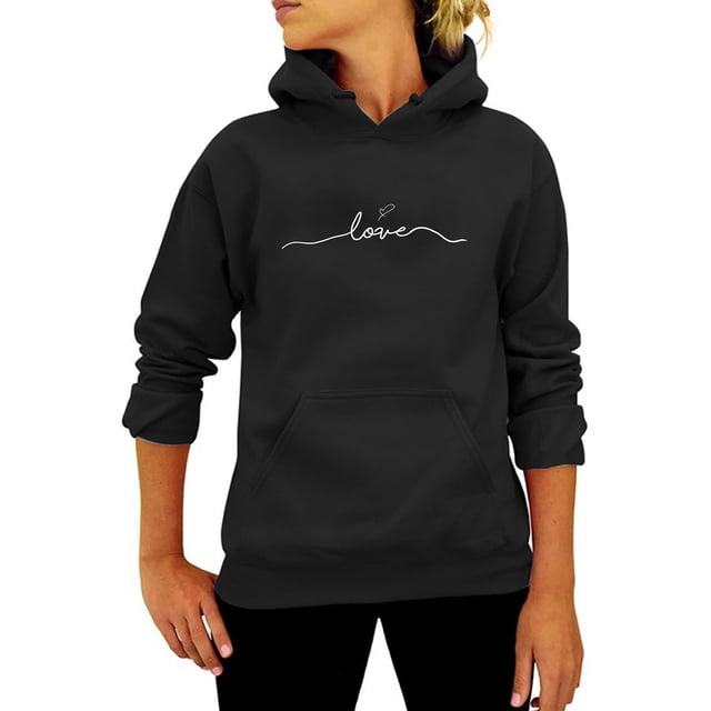 UKAP Sudadera con Capucha y cordón para Mujer, Jersey de Manga Larga para otoño, Tops Sueltos Informales de Color sólido Liso