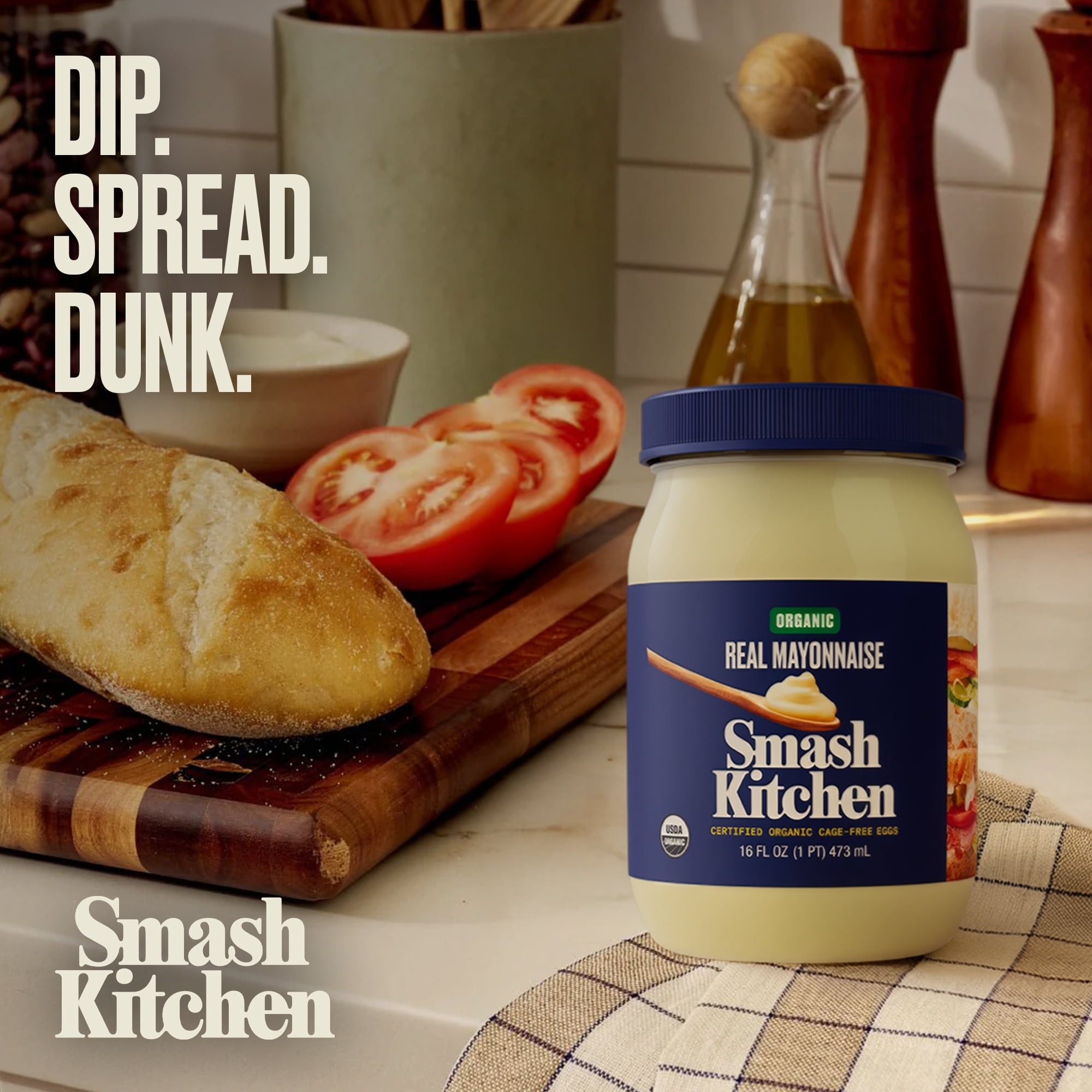 Smash Kitchen Organic Real Mayonnaise, 16 fl oz Jar