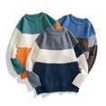 thumbnail image 2 of Suéter de cuello redondo de gran tamaño para hombre de invierno 2021, estilo hip hop, Harajuku, ropa de calle, suéter de punto de retazos holgado y cálido de estilo coreano, 2 of 4