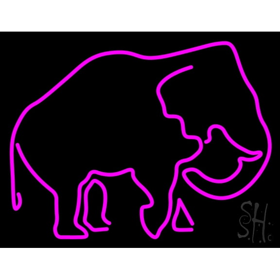 Elephant LED Neon Sign 15" Tall x 19" Wide - inches Black Square Cut Acrylic Backing, with Dimmer - Premium built indoor Sign for Club, Home décor, Event, Workshop, Storefront.