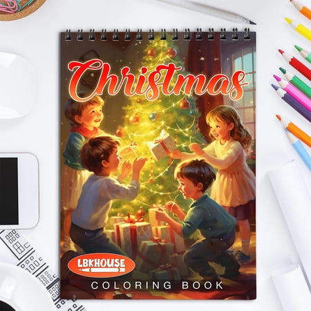 LBKHOUSE Christmas Coloring Book Spiral Bound for Adult Premium Cover