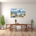 thumbnail image 2 of Blue Striped Beach Chair Umbrella Seaside Framed Wrapped Canvas Posters for Kitchen Bathroom Dorm Decor, Ready to Hang12"L x 8"W, 2 of 10