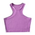 thumbnail image 3 of AherBiu Workout Tops for Women Racerback Sleeveless Cropped Ribbed Tank Top Crewneck Slim Yoga Cami Shirt, 3 of 3
