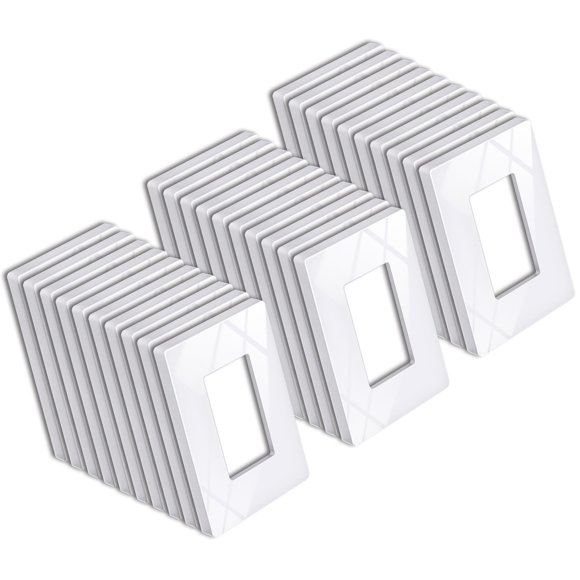 BESTTEN 30 Pack Screwless Decorator Wall Plate, USWP6 Snow White Series, Receptacle Outlet Cover, 1-Gang Light Switch Plate, H4.69â x W2.91â, UL Listed, Gloss