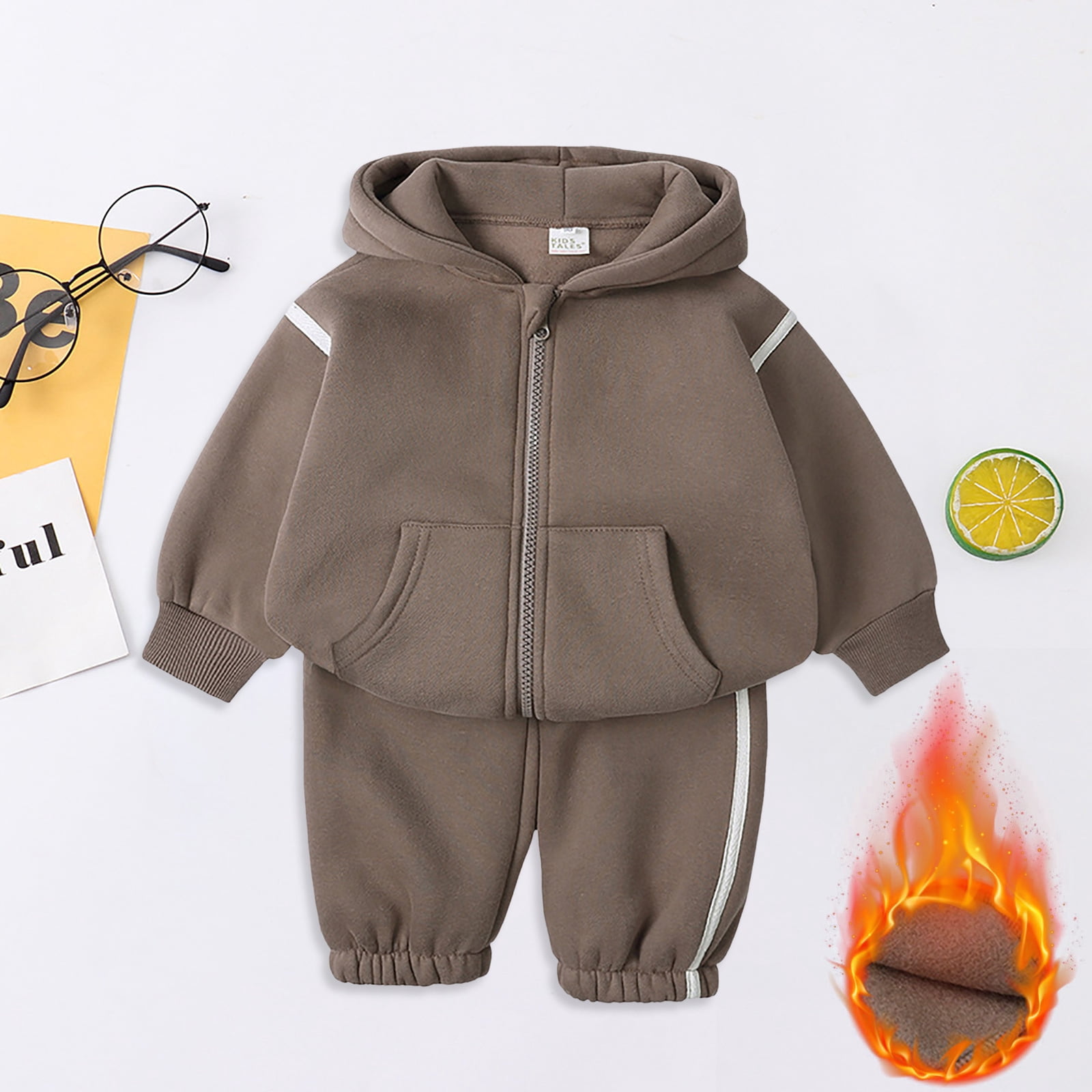 Zshosam Girls' Clothing Sets Kids Girls Hoodies & Sweatpants Set, Casual Printed 2 Piece Fall Sweatsuits Size 9T 10T,(Brown 9-10 Years)
