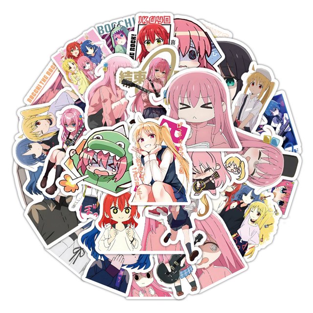 Pegatinas de dibujos animados japoneses de BOCCHI THE ROCK para coche, portátil, teléfono, papelería, decoración, calcomanías de vinilo, pegatina impermeable, juguetes para niños