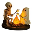 thumbnail image 4 of Estatua decorativa de resina con luz nocturna para fogata de Halloween, decoración espeluznante para dormitorio, hogar, sala de estar y estante., 4 of 9