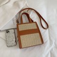 thumbnail image 1 of Bolsa de hombro de paja tejida de mano de cuero simple para mujer (Marrón) Ehuebsd Para Estrenar, 1 of 9