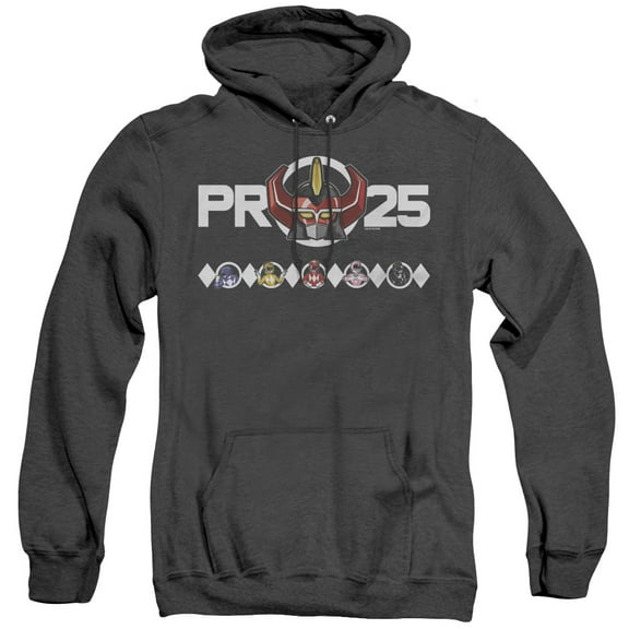 Power Rangers Megazord 25 Adult Heather Hoodie Sweatshirt Black