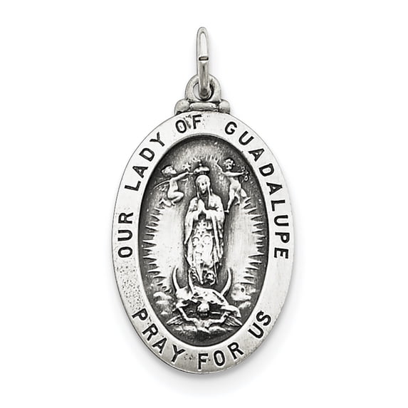 Sterling Silver Our Lady Of Guadalupe Medal (33 X 18) Made In United States qc5567