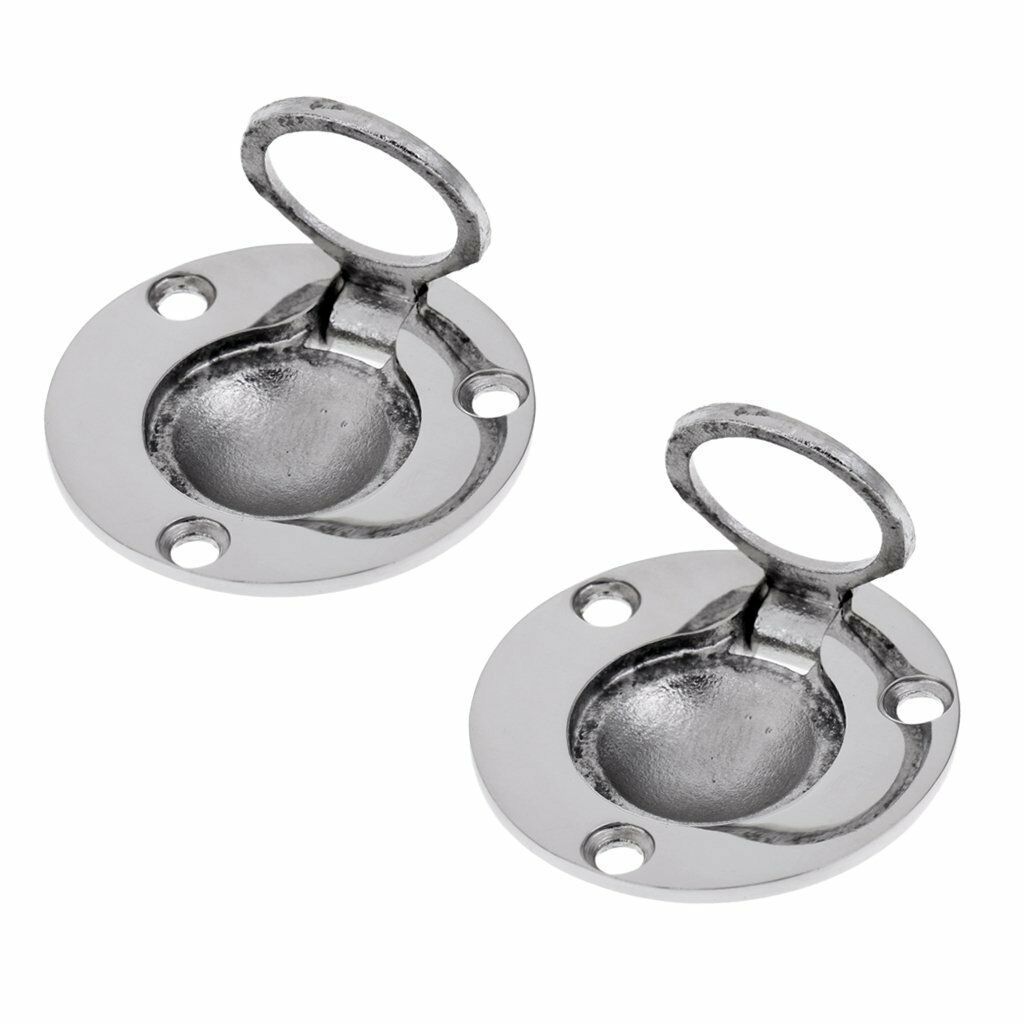 2 Pcs Stainless Steel Round Boat Pull Hatch Flush Mount Lifting Ring