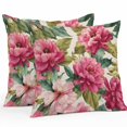 thumbnail image 2 of Throw Pillow Covers 18x18 Inch Set of 2, Pink Flowers Waterproof Outdoor Pillow Covers, Spring Watercolor Floral Leaves Plants Beige Decorative Cushion Pillowcases for Couch, Sofa, Bed, Garden, Patio, 2 of 9
