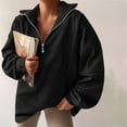 thumbnail image 3 of DPTALR Automne Femmes Décontracté Confortable Fermeture Éclair Poche Manches Longues Col Montant Blouse et Chemise, 3 of 6