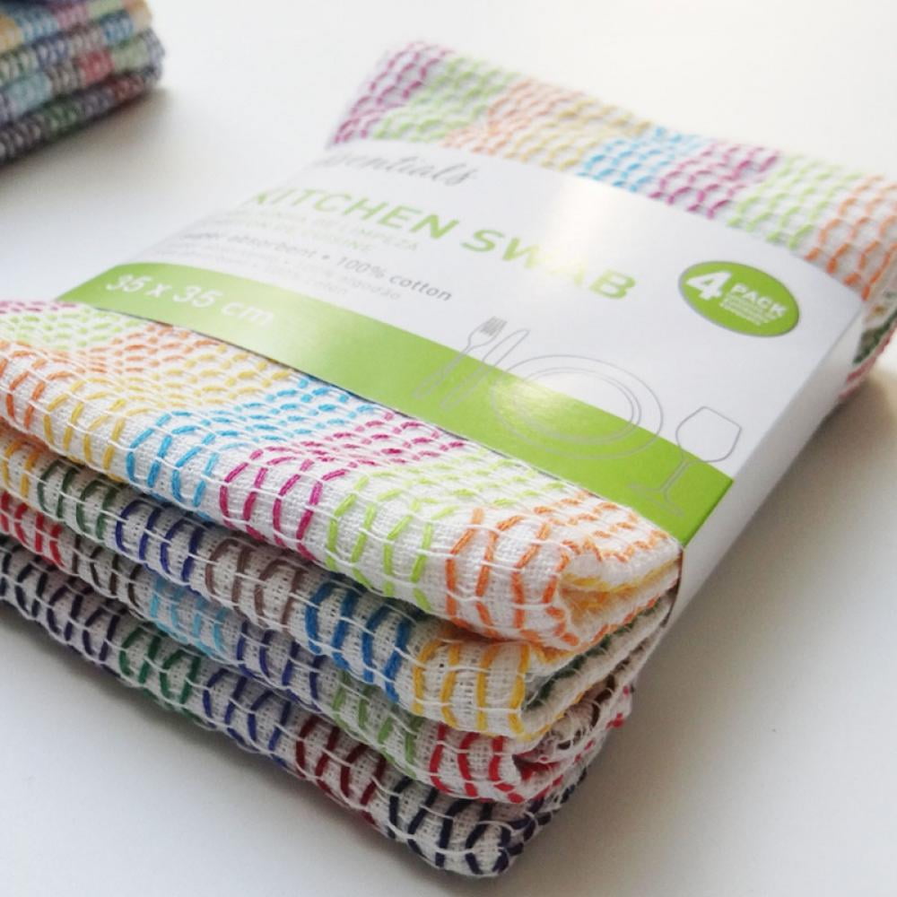 4pcs/set Pure Cotton Dish Cloths EcoFriendly No Odor Reusable