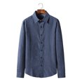 thumbnail image 2 of Hombres Casual Turndown Botones Slim Fit Sólido Manga larga Moda Blusa Camisa Pompotops  oipoqjl28117, 2 of 5