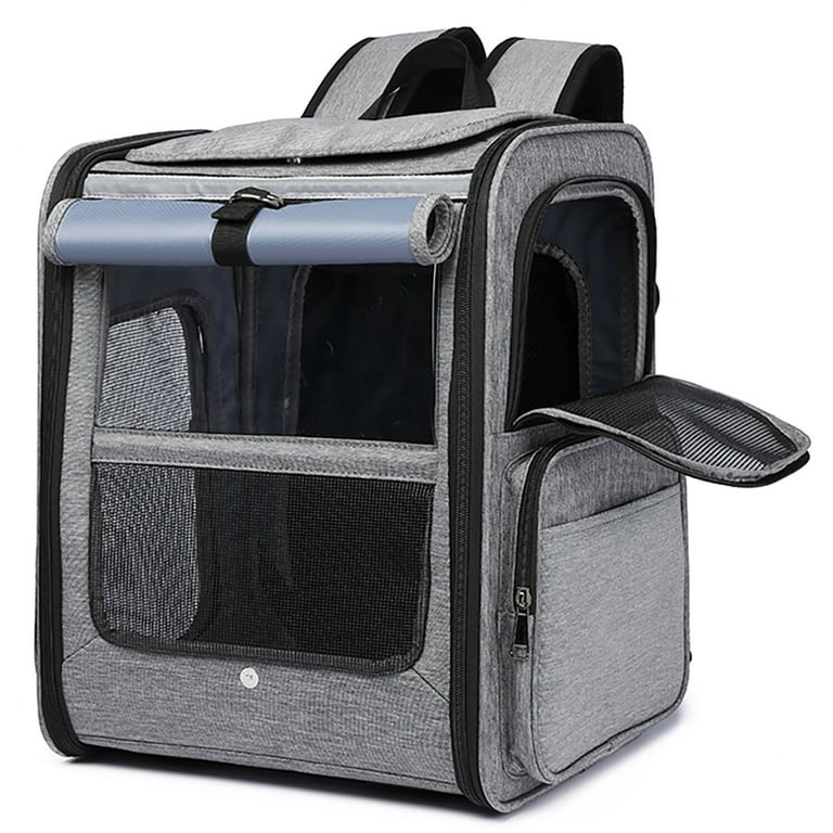 Critter Sitters Grey Pet Carrier Backpack, Small Dogs, Cats, Scratch  Resistant Breathable Windows