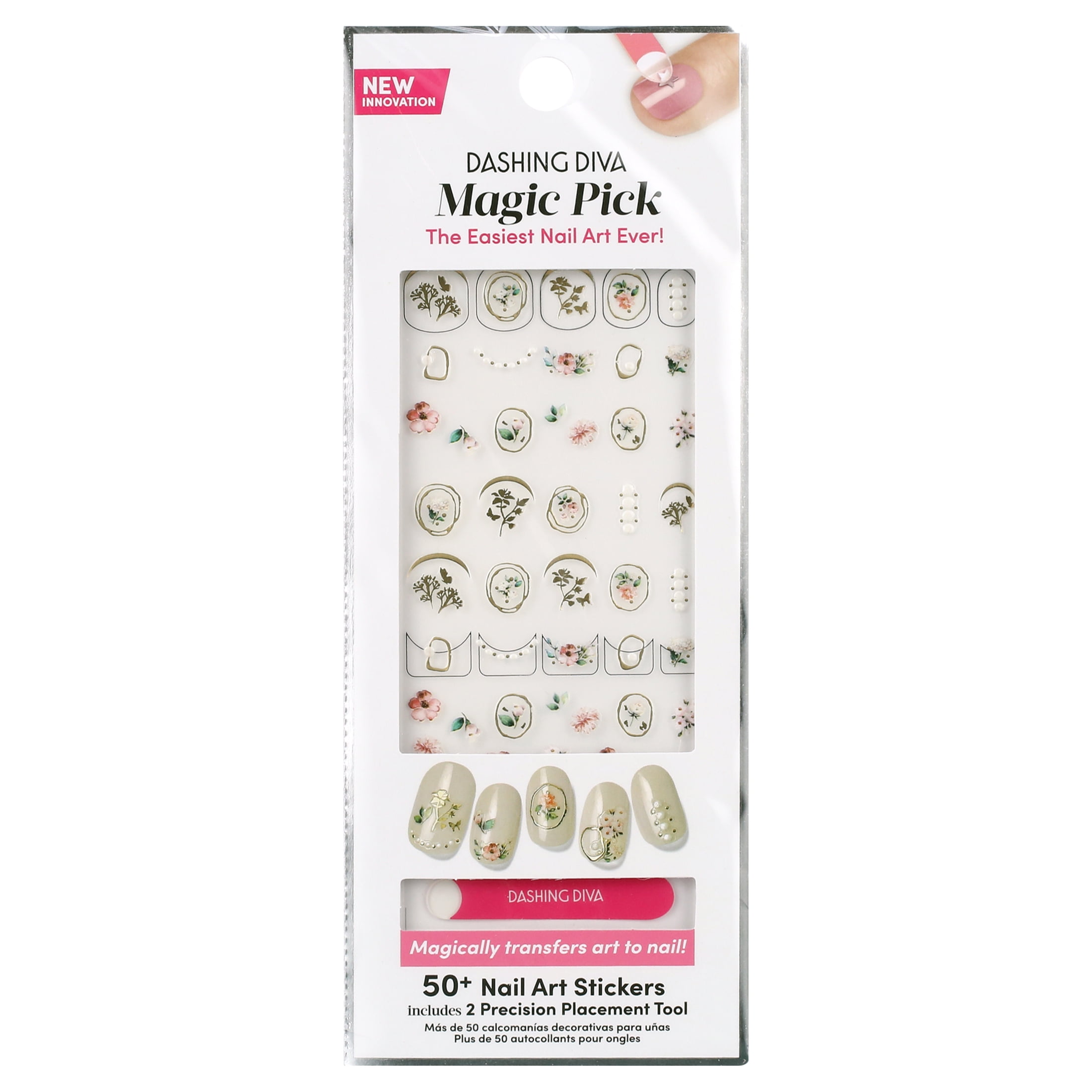 Dashing Diva Magic Pick Floral Blush Nail Art Stickers