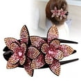 thumbnail image 4 of Cheers.US 5Pcs Double Flower Rhinestone Hair Clip For Women Crystal Fancy Hair Clips Thick Long Decorative hair Accessories, 4 of 11