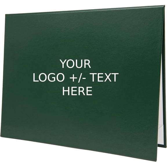 Leather Document Cover with Custom Metallic Foil Printing, Diplomas, Certificates (Green, 11x14 Large Size)