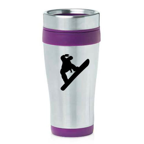 16oz Insulated Stainless Steel Travel Mug Snowboard Snowboarder (Purple ) by