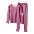 thumbnail image 2 of Wowcloth Women O-Neck Long-Sleeved Thermal Underwear Stretchy Fleece Comfortable Thick Bottoming Set, 2 of 7