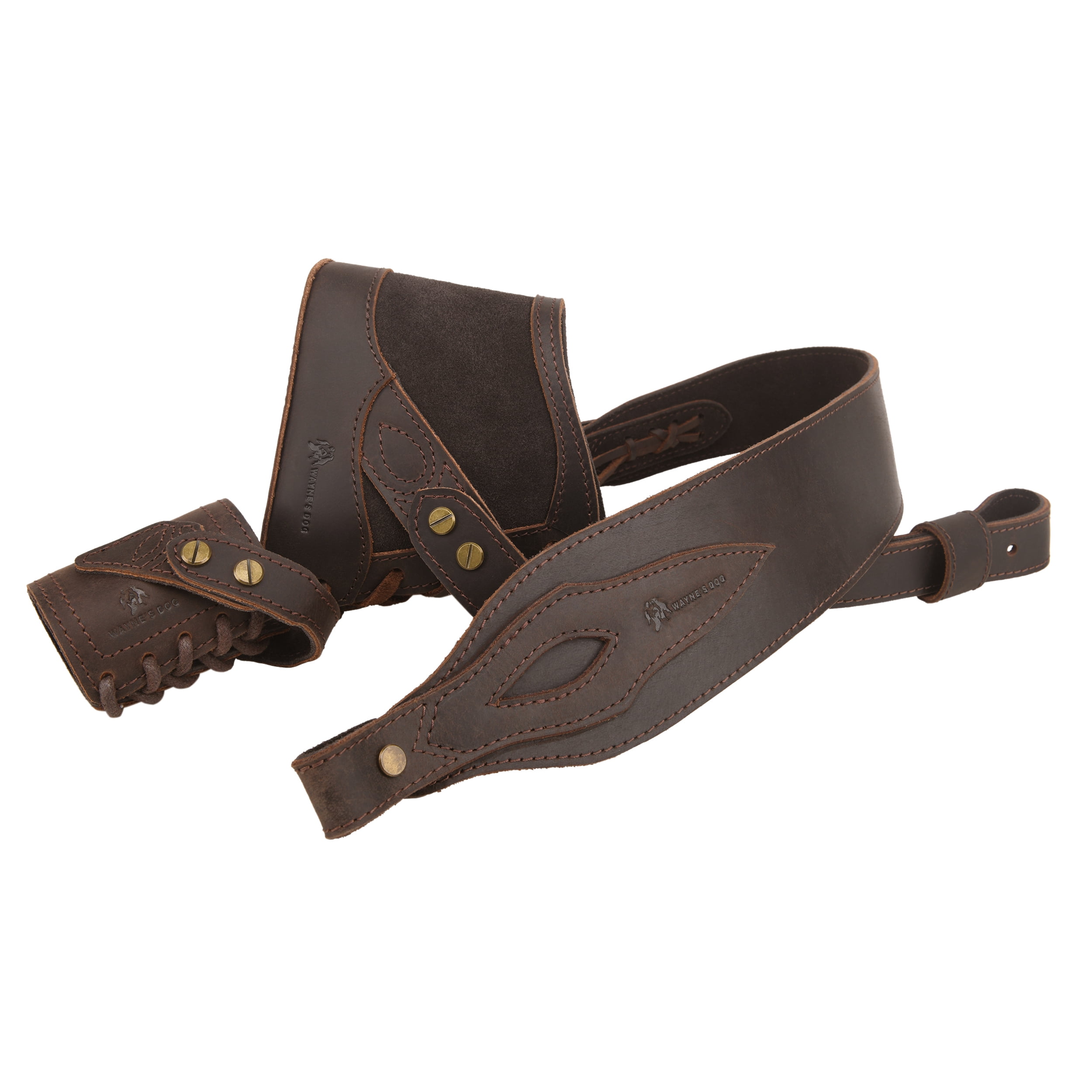 WAYNE'S DOG No Drill Leather Gun Recoil Pad Buttstock +Gun Barrel Mount+Sling