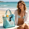 thumbnail image 5 of onlyliua Breathable Mesh Beach Tote Bag Large Capacity Transparent Net Shoulder Shopper Reusable Grocery and Travel Carryall Lightweight Washable Foldable for Pool Market and Vacation, 5 of 6