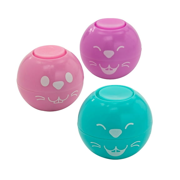 Fun Express 2" Easter Bunny Faces Plastic Fidget Spinner Balls - 12 Pieces