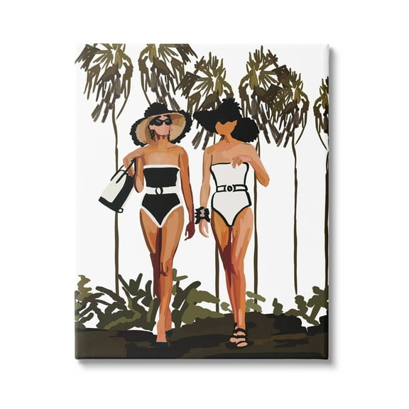 Stupell Industries Beach Babes Strolling Tropical Summer Beach Adventure Graphic Art Gallery Wrapped Canvas Print Wall Art, Design by Amelia Noyes