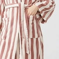 thumbnail image 3 of Maplenight Womens Fuzzy Robes Striped Hooded Loungewear Soft Long Plush Fleece Bathrobes with Pockets, 3 of 5