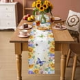 thumbnail image 2 of Spring Floral Table Runner - 48 Inch Long Hydrangea Sunflowers Butterflies Watercolor Cotton and Linen Blended Dress Scarves Farmhouse Table Runner for Kitchen Dining, Coffee Table, 13" x 48", 2 of 8