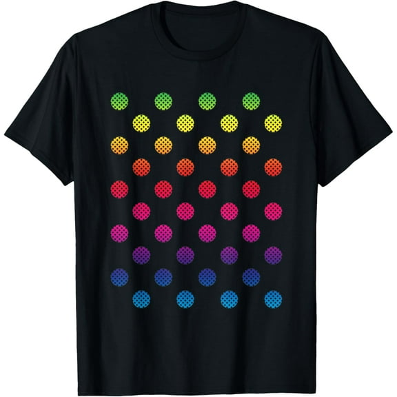 September 15th dot day multicolor rainbow polka dot T-ShirtMen and women, Black T-shirt, size: Extra large